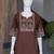 Women's chocolate embroidered straight kurta with pant set for women