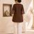 Women's chocolate embroidered straight kurta with pant set for women