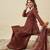 Women's Gorgeous Embroidery Work Fandy Silk Fabric Flared Kurta Palazzo and Dupatta Set