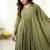 Mehendi embroidered anarkali kurta with pant and dupatta set for festive & party wear