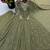 Mehendi embroidered anarkali kurta with pant and dupatta set for festive & party wear