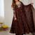 Chocolate embroidered anarkali kurta with pant and dupatta set for festive & party wear