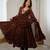 Chocolate embroidered anarkali kurta with pant and dupatta set for festive & party wear