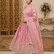 Women's peach pink heavy embroidered silk blend anarkali kurta set with pant and dupatta