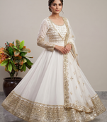 White sequin embroidered festive anarkali suit