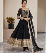 Black sequin embroidered festive anarkali suit