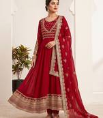 Red sequin embroidered festive anarkali suit