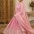 Women's peach pink heavy embroidered silk blend anarkali kurta set with pant and dupatta