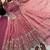 Women's peach pink heavy embroidered silk blend anarkali kurta set with pant and dupatta