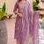 Mirchi Fashion Women's Purple Floral Print Pure Cotton Kurti With Bottom & Dupatta set