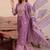 Mirchi Fashion Women's Purple Floral Print Pure Cotton Kurti With Bottom & Dupatta set