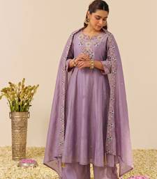 Women's Gorgeous Embroidery Work Simmer Silk Fabric Flared Kurta Palazzo and Dupatta Set