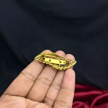 Multicolor CZ Saree Brooch Pin, Gold Tone Bridal Jewelry, Ethnic Wedding Accessory 4