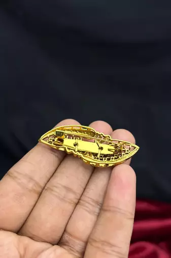 Multicolor CZ Saree Brooch Pin, Gold Tone Bridal Jewelry, Ethnic Wedding Accessory