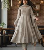 Designer traditional chinon fabric heavy embroidery kurta set with dupatta