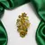 Traditional Indian Saree Brooch, Gold Tone Floral Peacock, Kundan Style Pin