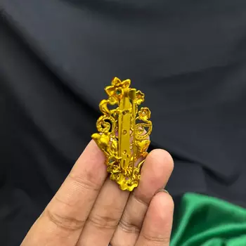 Traditional Indian Saree Brooch, Gold Tone Floral Peacock, Kundan Style Pin 4