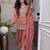 Peach embroidered silk kurta with palazzo and dupatta set for women