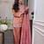 Peach embroidered silk kurta with palazzo and dupatta set for women