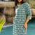 Mirchi Fashion Women's Teal Paisley Batik Print Pure Cotton Kurti With Bottom & Dupatta set
