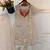 Beige heavy embroidered kurti pant set with lace dupatta for festive wear