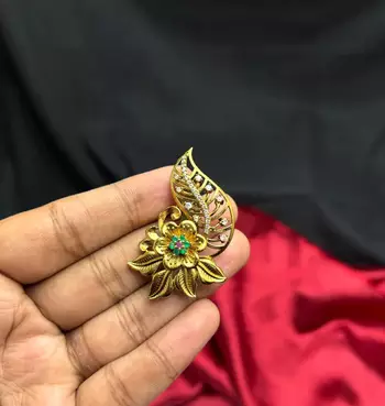 Peacock Floral Saree Brooch, Gold Tone Indian Jewelry, Bridal Accessory 2