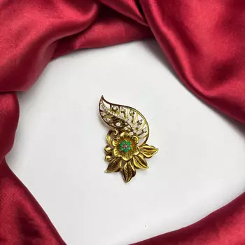 Peacock Floral Saree Brooch, Gold Tone Indian Jewelry, Bridal Accessory 4