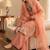 Peach heavy embroidered kurti pant set with lace dupatta for festive wear