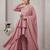 Women's dusty pink layered anarkali kurta set with pant and gota patti dupatta