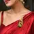 Traditional Indian Saree Brooch, Pink Green Stone, Gold Tone Sari Pin, Kundan Style Bridal Brooch