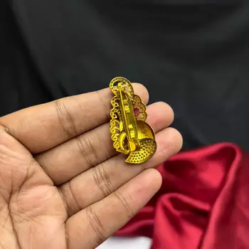 Traditional Indian Saree Brooch, Pink Green Stone, Gold Tone Sari Pin, Kundan Style Bridal Brooch 3