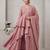 Women's dusty pink layered anarkali kurta set with pant and gota patti dupatta