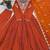 Orange embroidered anarkali kurta set with pant and dupatta for women