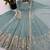 Sky blue embroidered georgette anarkali suit set with pant & cutwork border dupatta for women