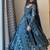 Teal blue bandhani printed georgette anarkali kurta set with pant and dupatta for women