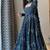 Teal blue bandhani printed georgette anarkali kurta set with pant and dupatta for women