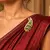 Traditional Indian Saree Brooch, Kundan Style, Green Ruby Accents