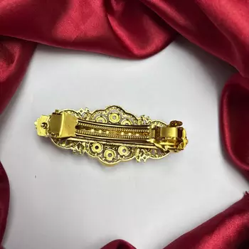 Indian Bridal Hair Clip, Gold Tone Juda Accessory, Floral Stone Brooch 3