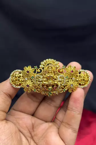 Traditional Indian Bridal Juda Pin, Gold Tone Kundan Hair Brooch