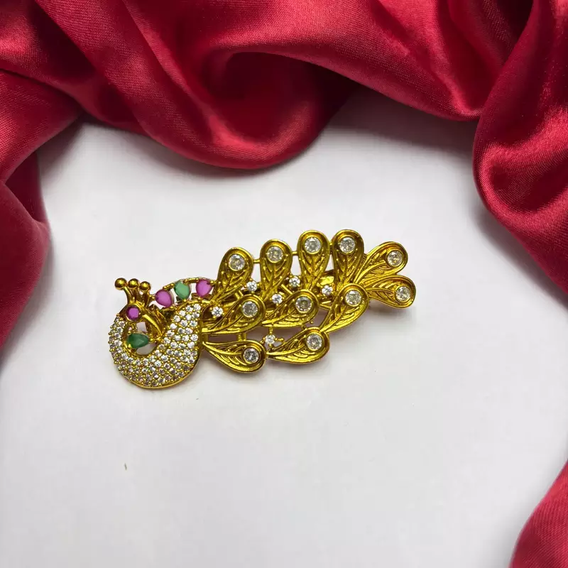 Gold Kundan Hair Clip for Bun, Indian Bridal Juda Accessory, Floral Stone Detail