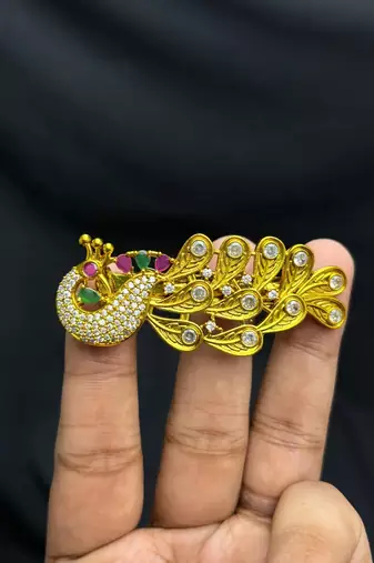 Gold Kundan Hair Clip for Bun, Indian Bridal Juda Accessory, Floral Stone Detail