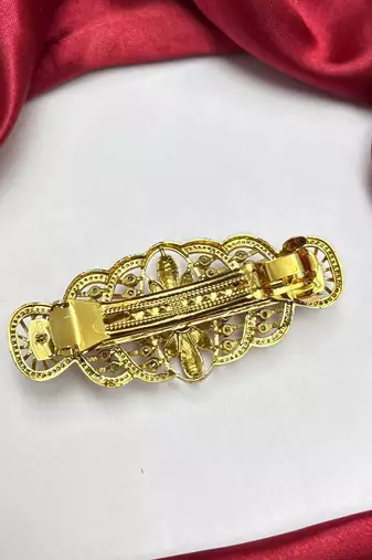 Indian Bridal Hair Juda Pin, Kundan Hair Clip, Gold Tone Bun Accessory, Traditional Wedding Hair Jewelry