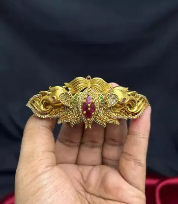 Traditional Kundan Juda Hair Brooch, Indian Bridal Bun Pin 2