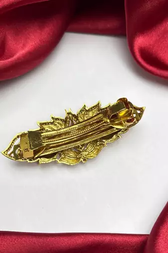 Traditional Kundan Juda Hair Brooch, Indian Bridal Bun Pin
