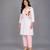 Pink off white embroidered cotton poplin kurta set