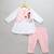 Pink off white embroidered cotton poplin kurta set
