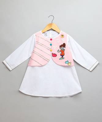 Pink off white embroidered cotton poplin kurta set 5