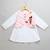 Pink off white embroidered cotton poplin kurta set