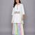 Off white multicolor printed cotton poplin kurta set