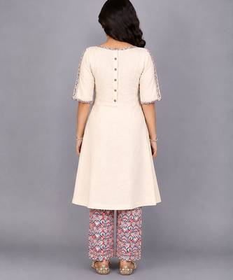 Multicolor blue embroidered cambric cotton kurta set 3